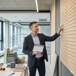 Архитектор оценивает акустику и планировку офисного помещения