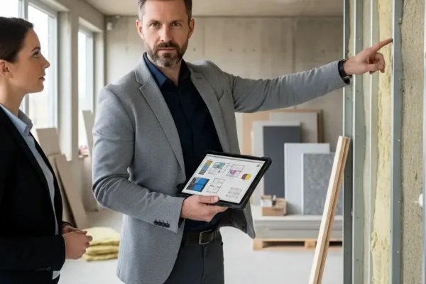 Эксперт контролирует соответствие ремонта проекту