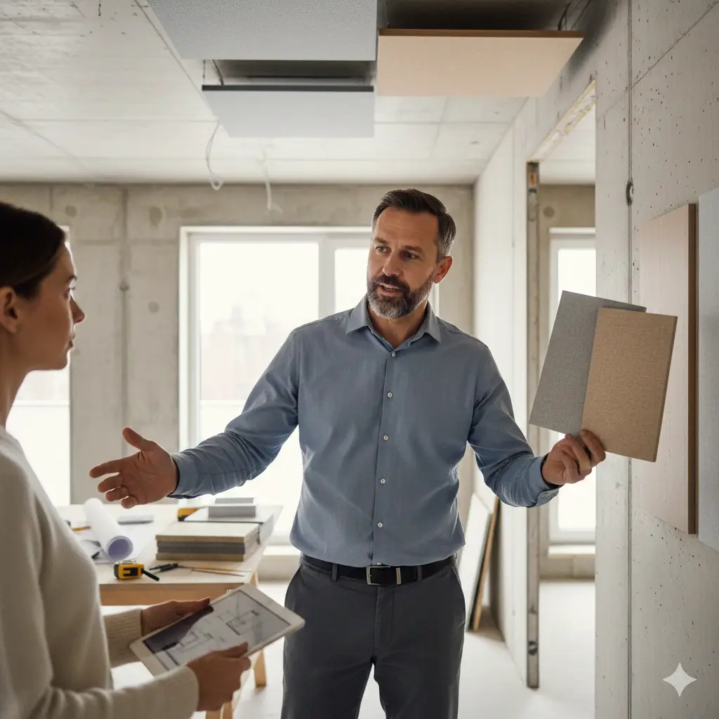 Специалист сравнивает отделочные материалы для ремонта квартиры